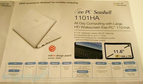 Новый нетбук Asus Eee PC 1101HA Seashell
